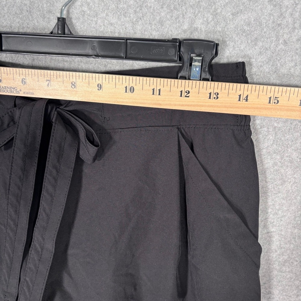 Apana Pleated Paperbag Shorts Medium Black Tie Waist Pockets Activewear Running - Picture 4 of 8